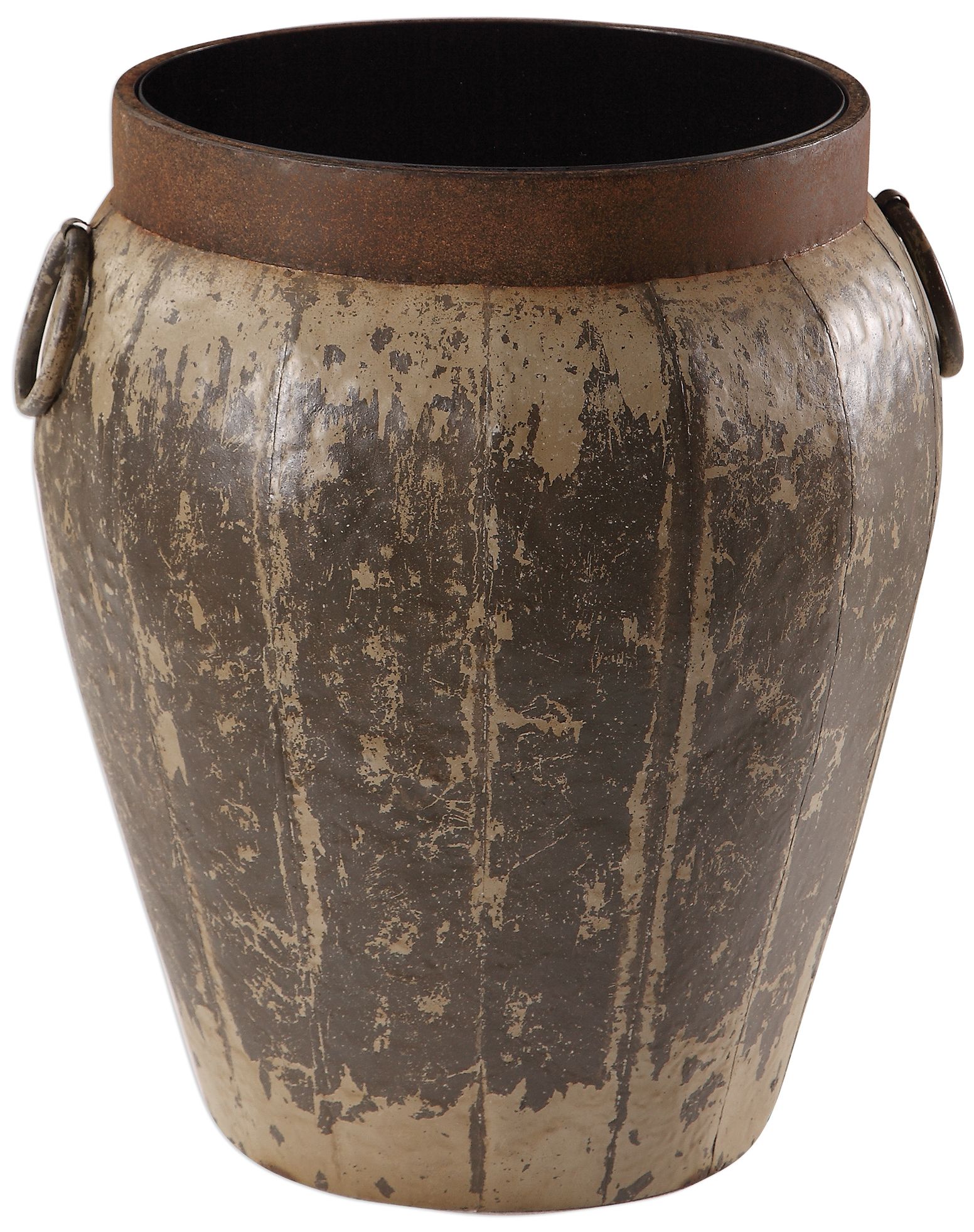 Neith 18 1/4" Wide Brown Ivory Metal Drum Accent Table