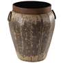 Neith 18 1/4" Wide Brown Ivory Metal Drum Accent Table