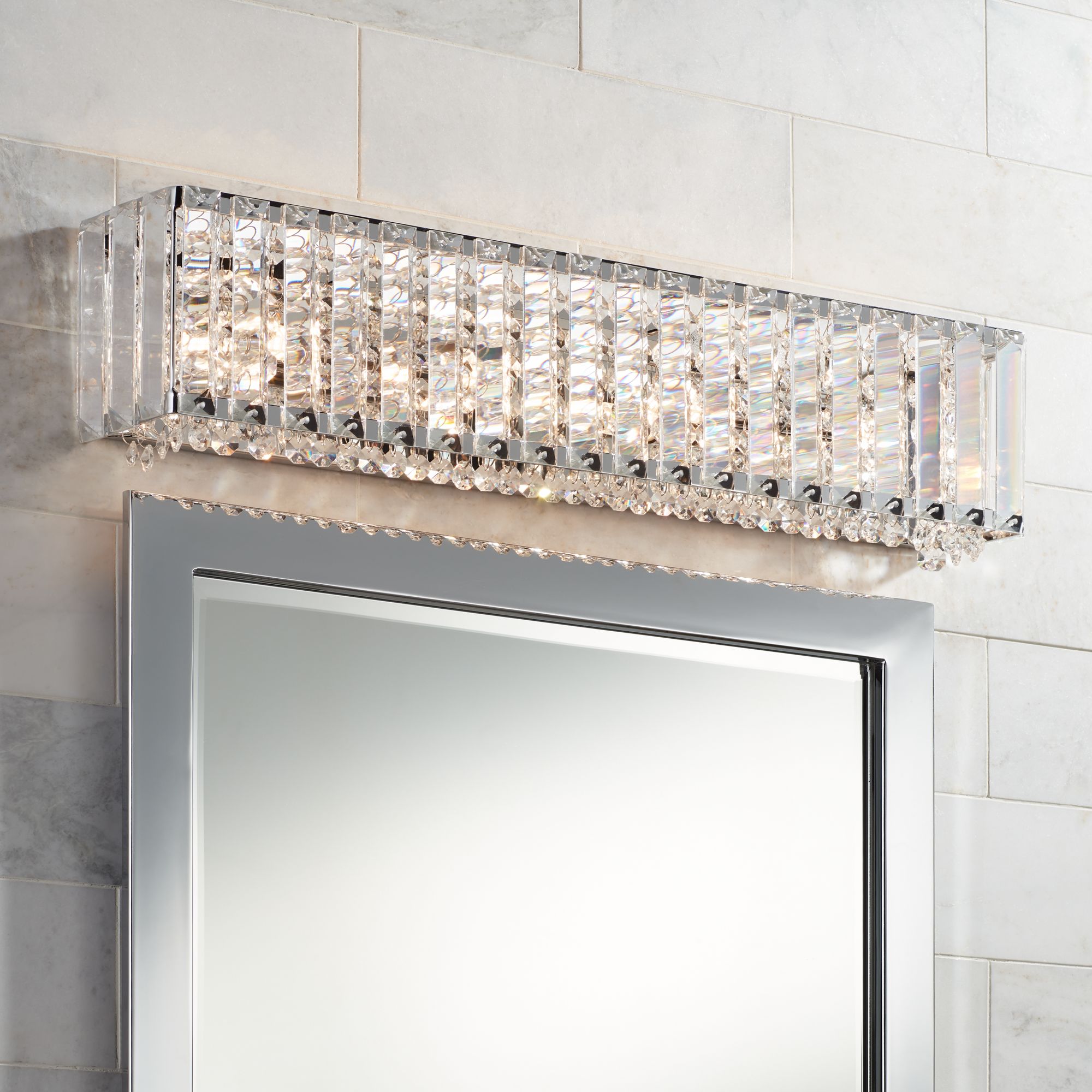 Crystal bathroom light store fixtures