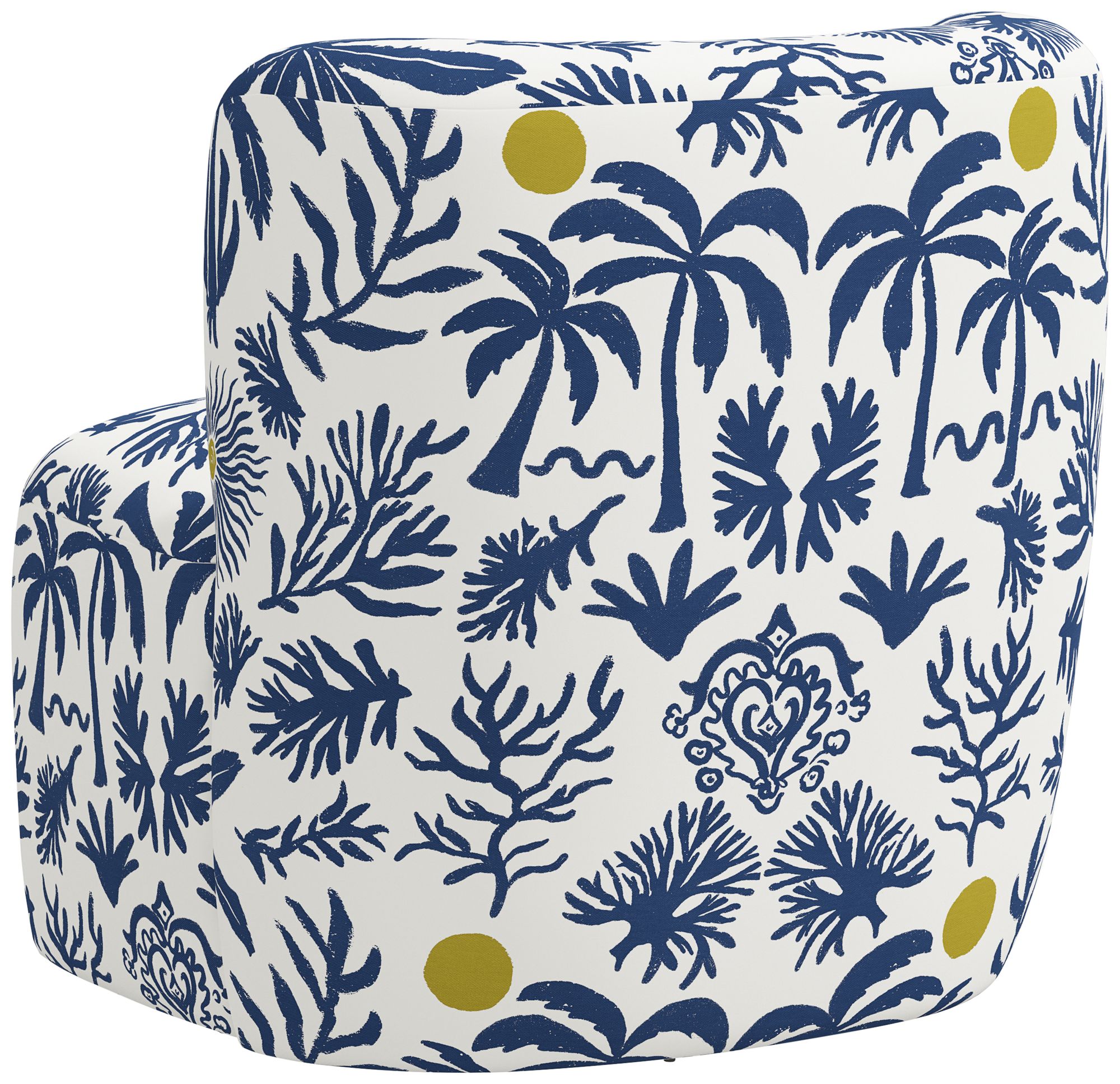 Neko Milos Blue Citron Oga Fabric Swivel Accent Chair - Made to Order