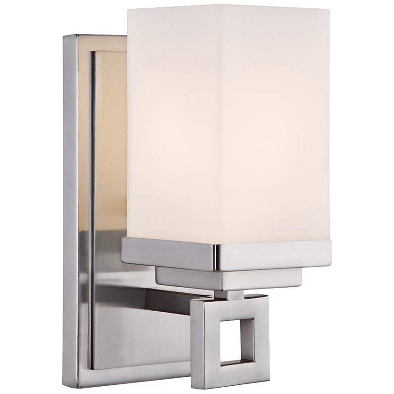Image 1 Nelio 4 1/4" Wide Pewter Opal Glass Wall Sconce