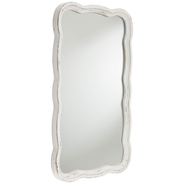 Image 4 Nellie Distressed Finish 23 1/2 inch x 38 inch Scallop Edge Wall Mirror more views