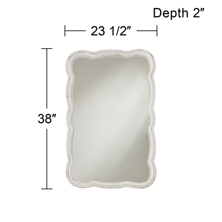 Image 5 Nellie Distressed Finish 23 1/2 inch x 38 inch Scallop Edge Wall Mirror more views