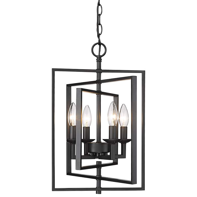 Image 1 Nellis 14" Wide Black 4-Light Folding Lantern Pendant