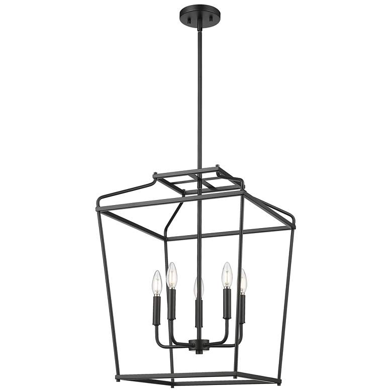 Image 1 Nellita 18" Wide 5-Light Pendant in Matte Black