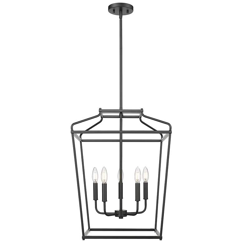 Image 2 Nellita 18" Wide 5-Light Pendant in Matte Black more views