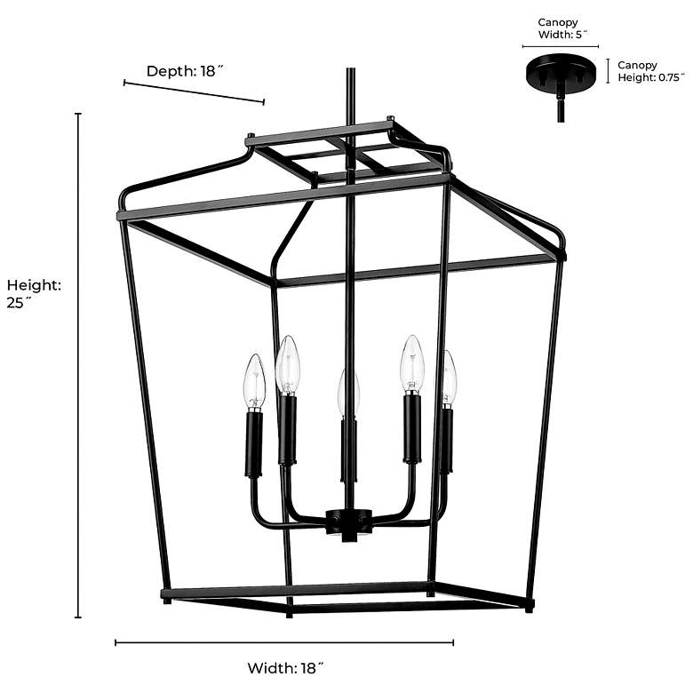 Image 7 Nellita 18" Wide 5-Light Pendant in Matte Black more views