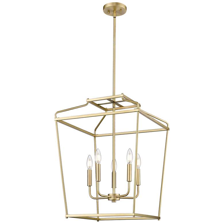 Image 1 Nellita 18" Wide 5-Light Pendant in Vintage Brass