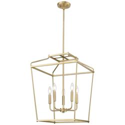 Nellita 18" Wide 5-Light Pendant in Vintage Brass