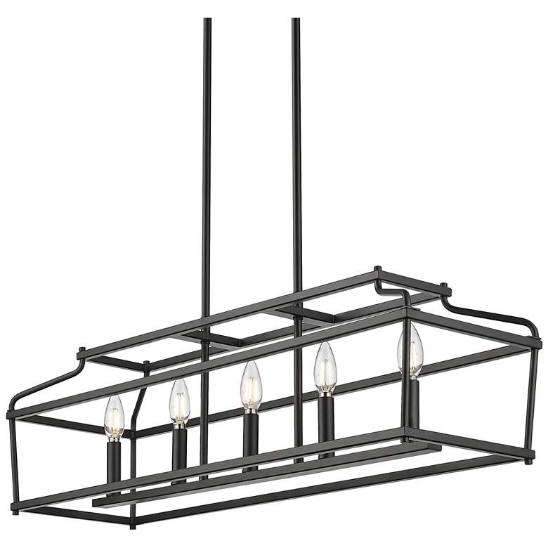 Image 1 Nellita 34" Wide 5-Light Island in Matte Black