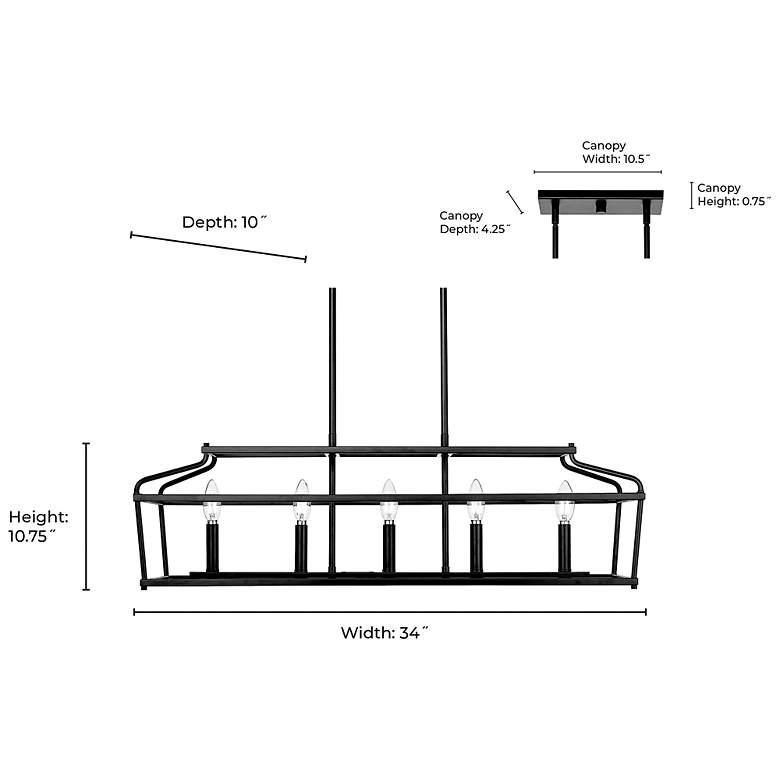 Image 7 Nellita 34" Wide 5-Light Island in Matte Black more views
