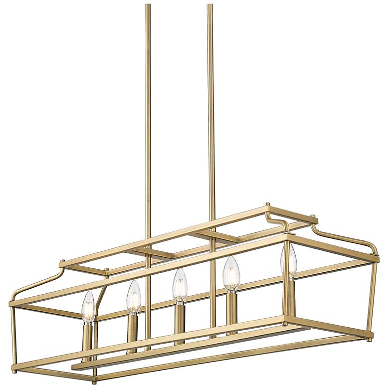 Image 1 Nellita 34" Wide 5-Light Island in Vintage Brass