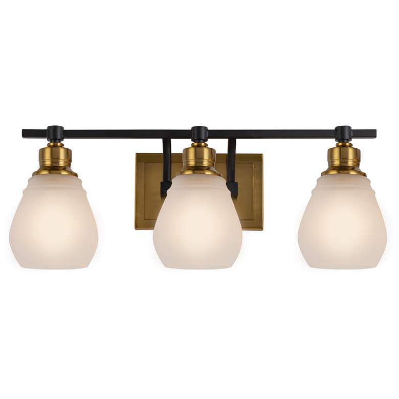 Image 1 Nelson 21.65" Wide 3-Light Brass Bathroom Vanity With Clear Glass Shad