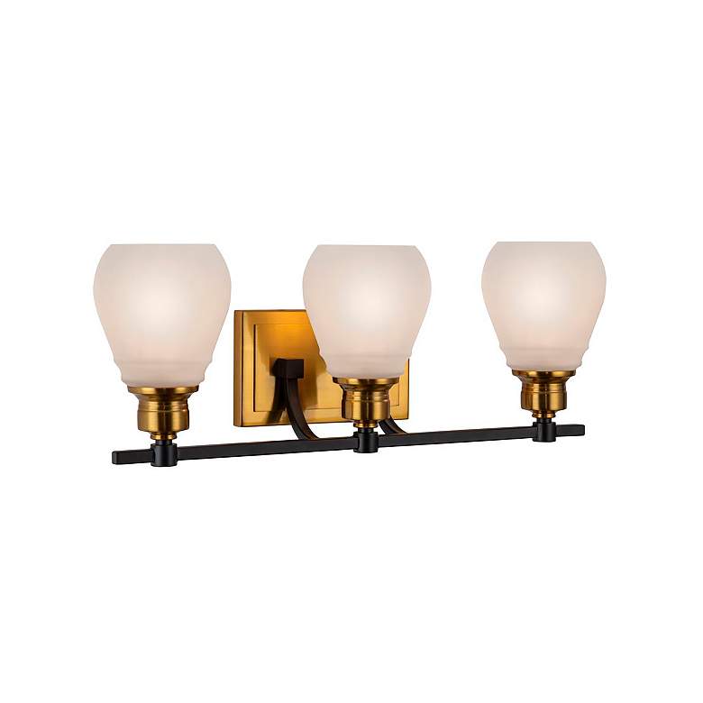 Image 3 Nelson 21.65" Wide 3-Light Brass Bathroom Vanity With Clear Glass Shad more views