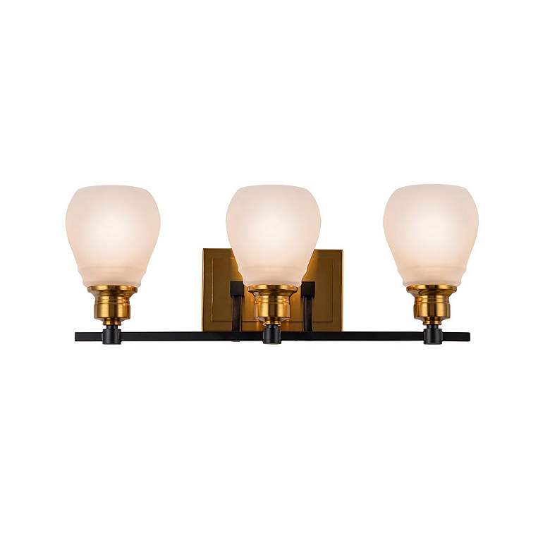 Image 4 Nelson 21.65" Wide 3-Light Brass Bathroom Vanity With Clear Glass Shad more views