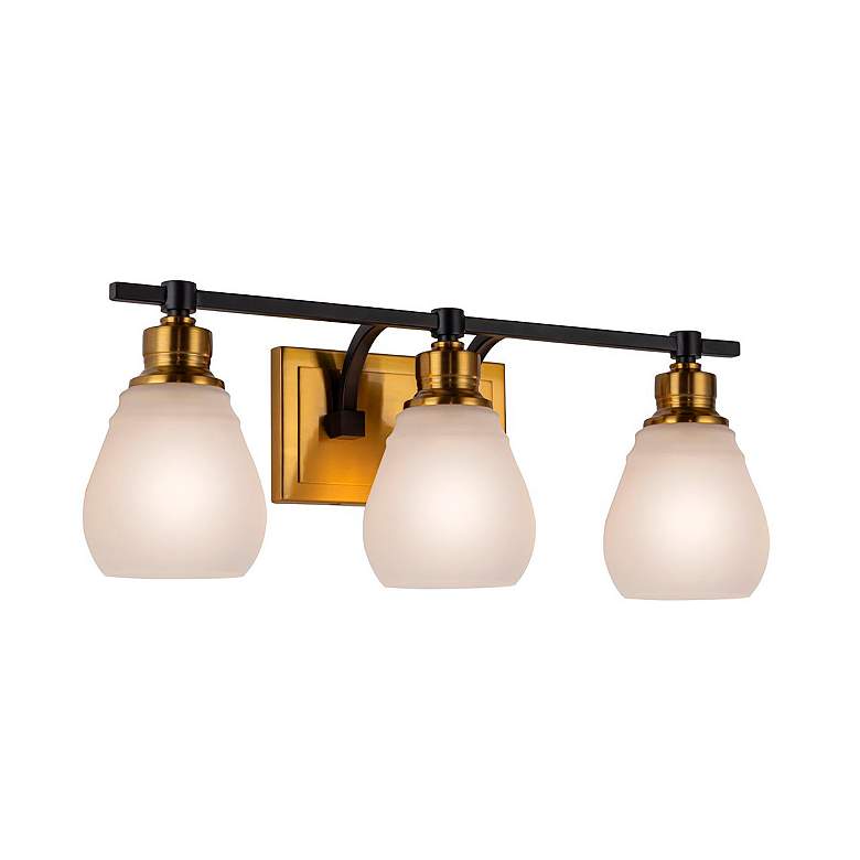 Image 5 Nelson 21.65" Wide 3-Light Brass Bathroom Vanity With Clear Glass Shad more views