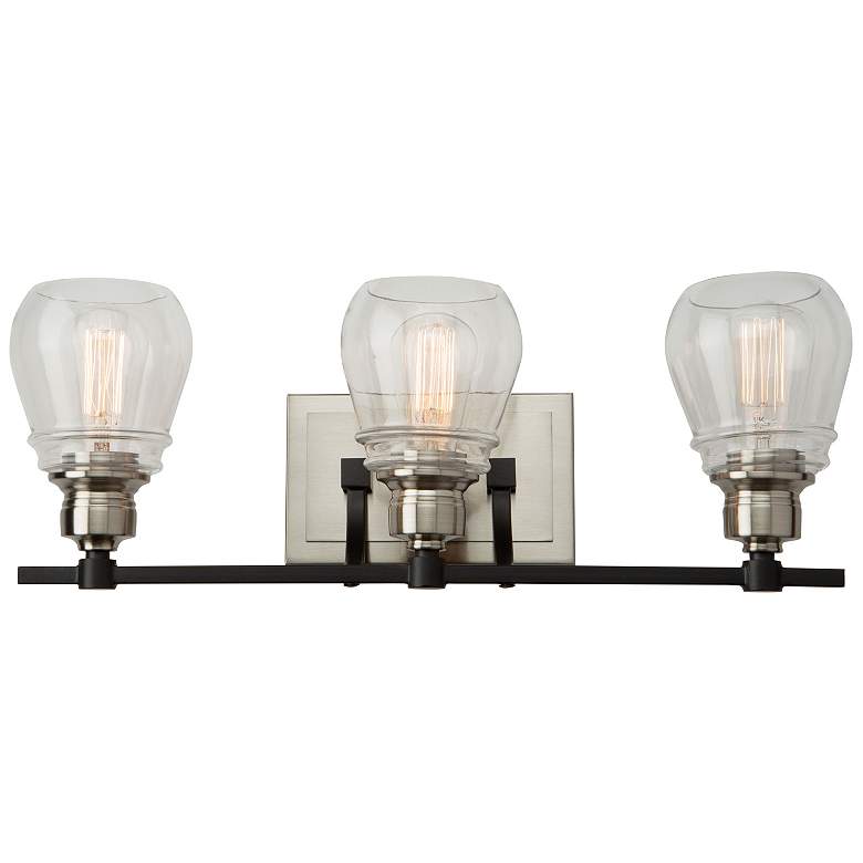 Image 1 Nelson 21 3/4"W Black and Brushed Nickel 3-Light Bath Light