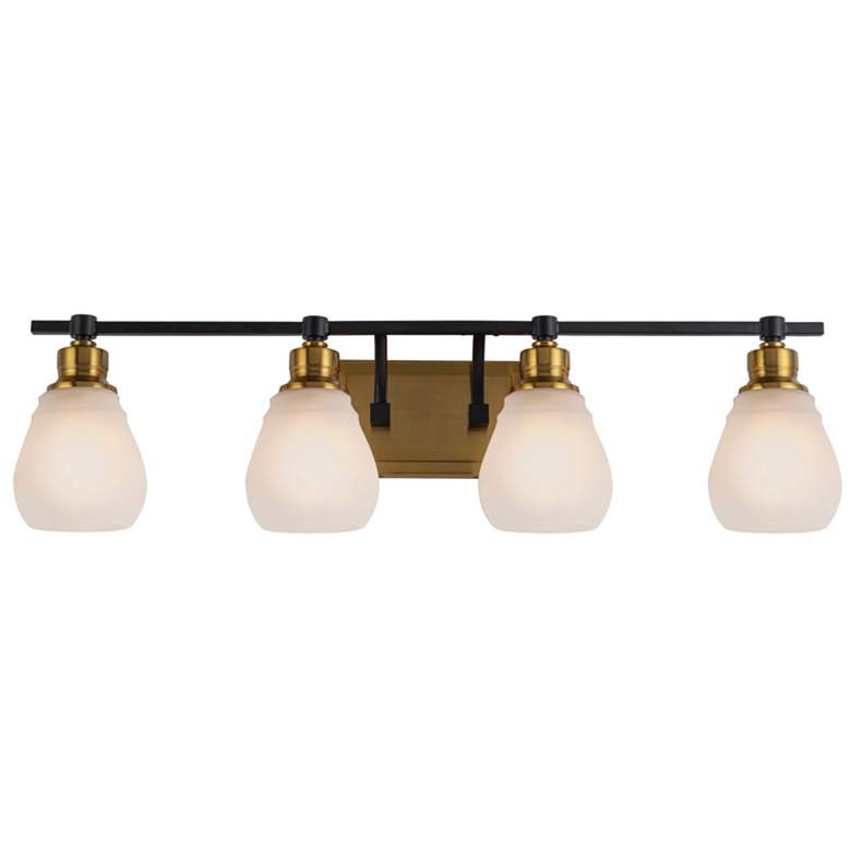 Image 1 Nelson 31.02" Wide 4-Light Brass Bathroom Vanity With Clear Glass Shad