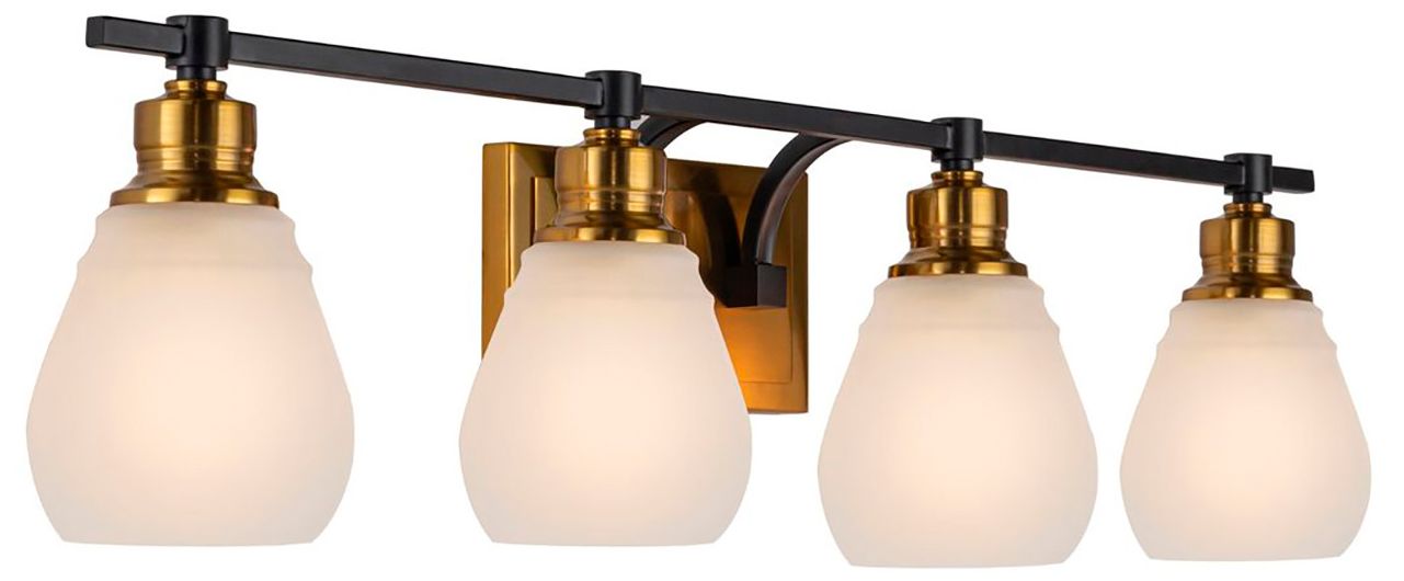 Image 4 Nelson 31.02" Wide 4-Light Brass Bathroom Vanity With Clear Glass Shad more views