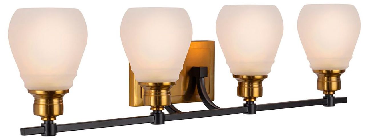 Image 5 Nelson 31.02" Wide 4-Light Brass Bathroom Vanity With Clear Glass Shad more views