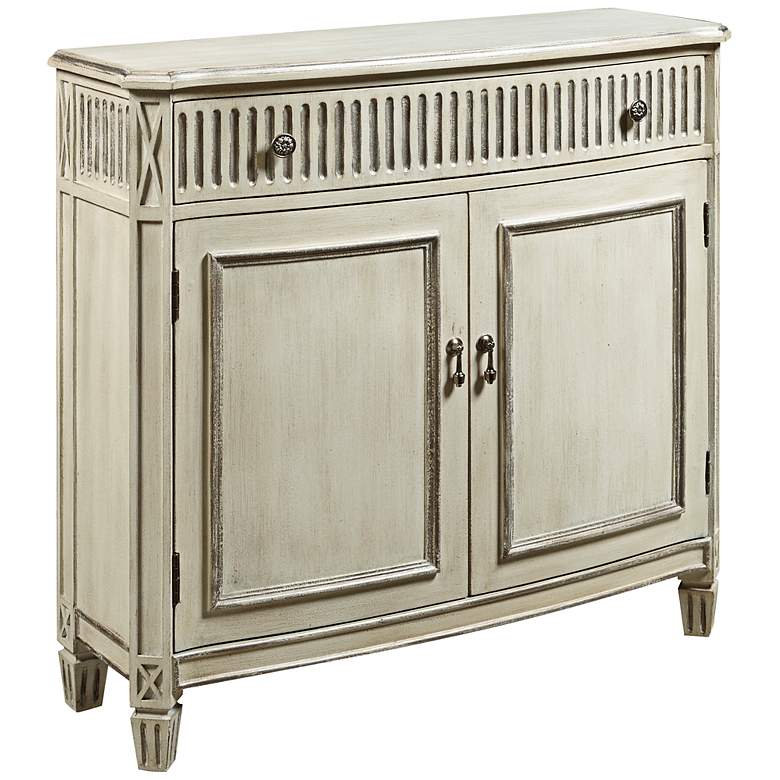 Image 1 Nelson White Greige Wood 2-Door Hall Chest