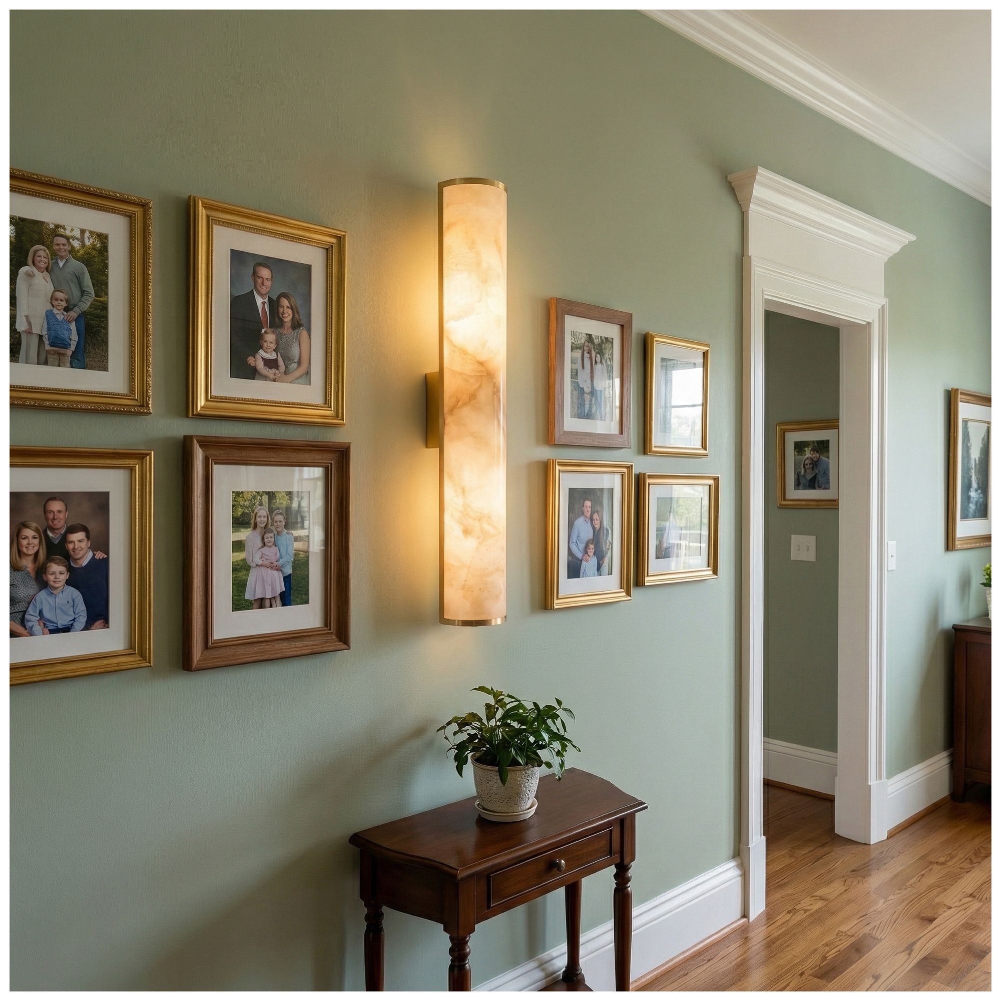 Nena 26" High Faux Alabaster, Aged Brass LED Wall Sconce
