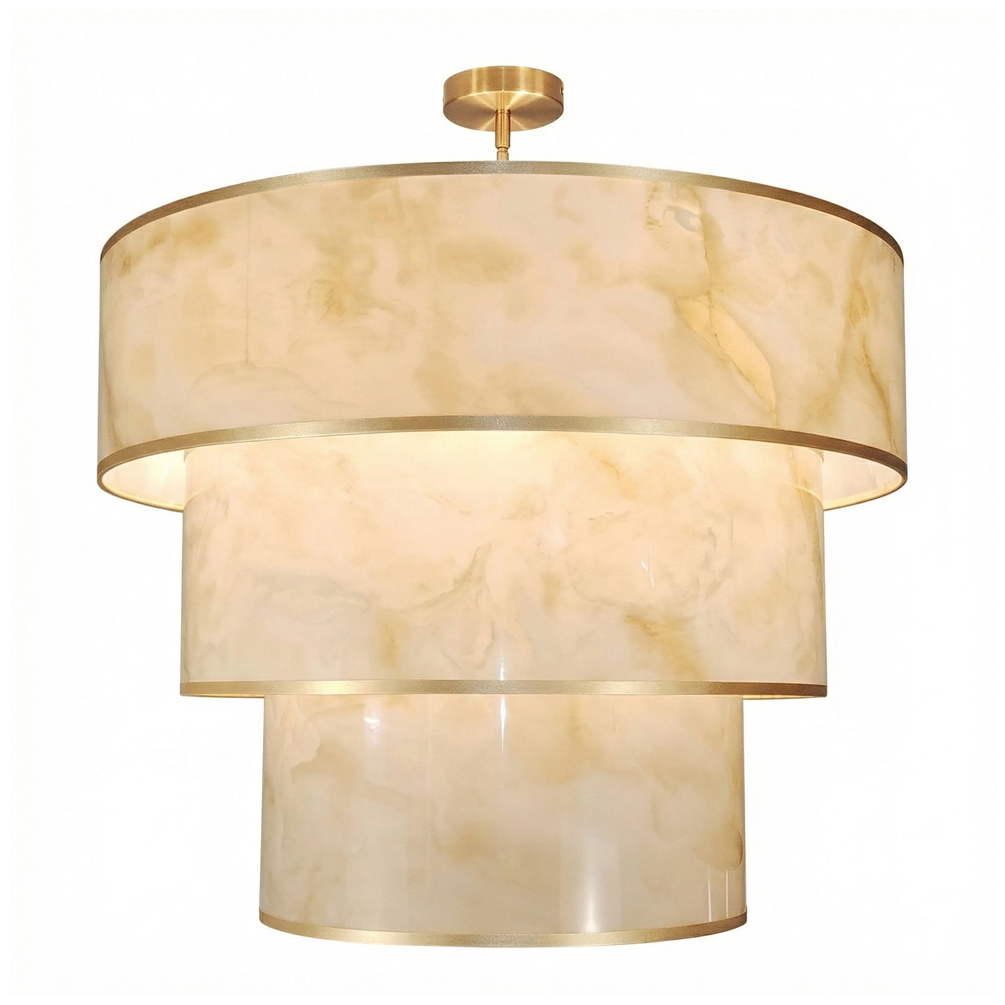 Image 2 Nena 30" Wide 9-Light Faux Alabaster, Aged Brass Pendant more views