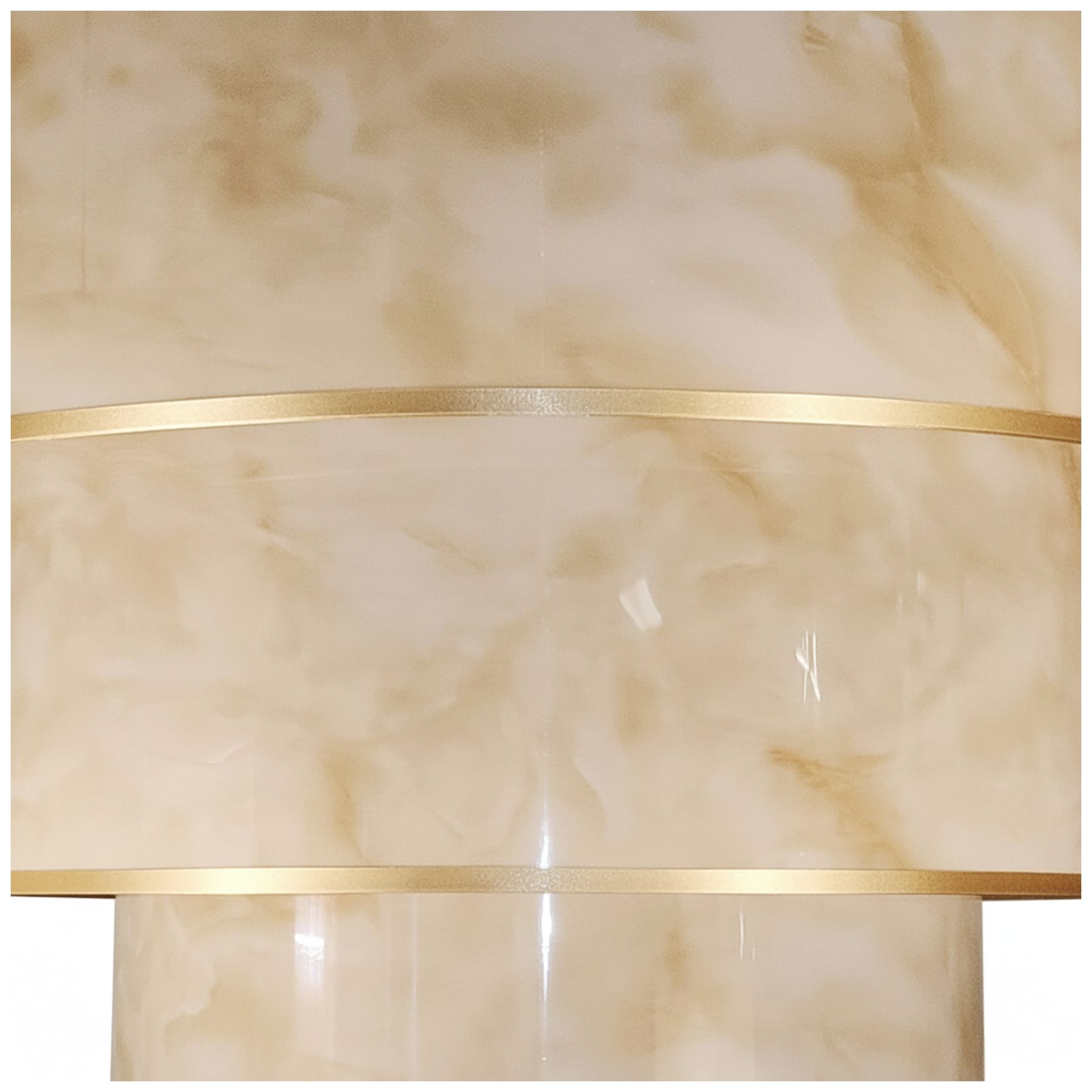 Image 3 Nena 30" Wide 9-Light Faux Alabaster, Aged Brass Pendant more views