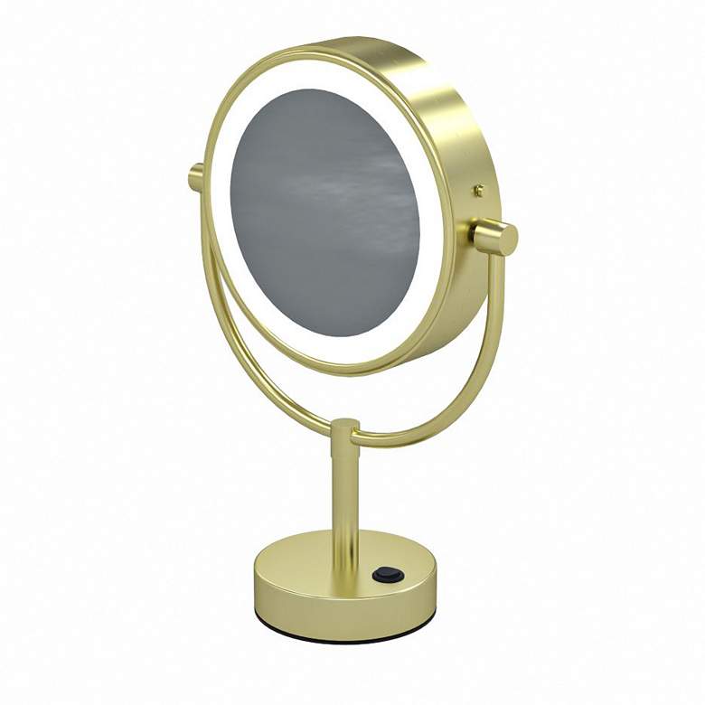 Image 3 Neo Brushed Brass LED Lighted Makeup Freestanding Mirror more views