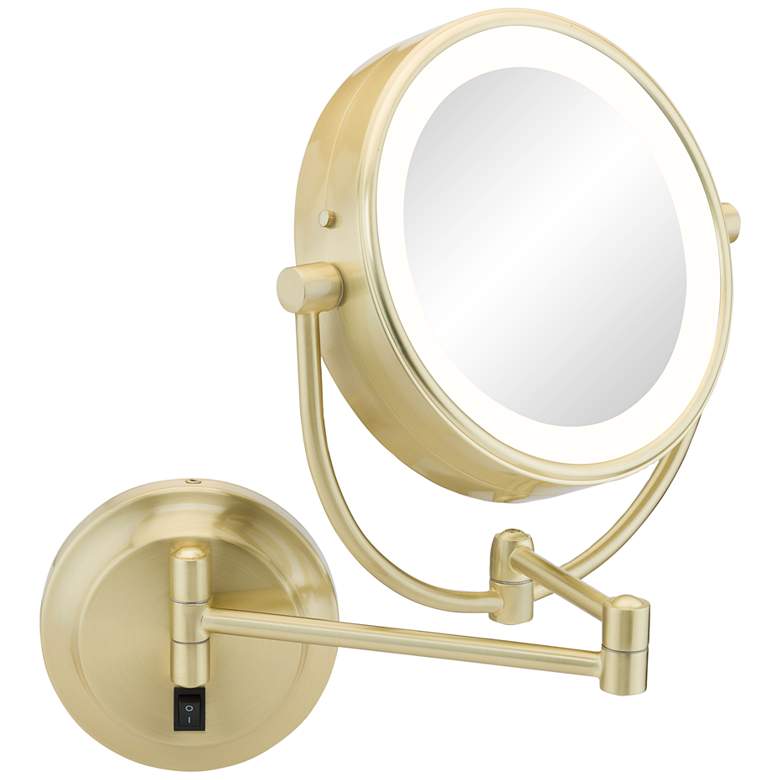 Image 1 Neo Brushed Brass LED Lighted Round Makeup Wall Mirror
