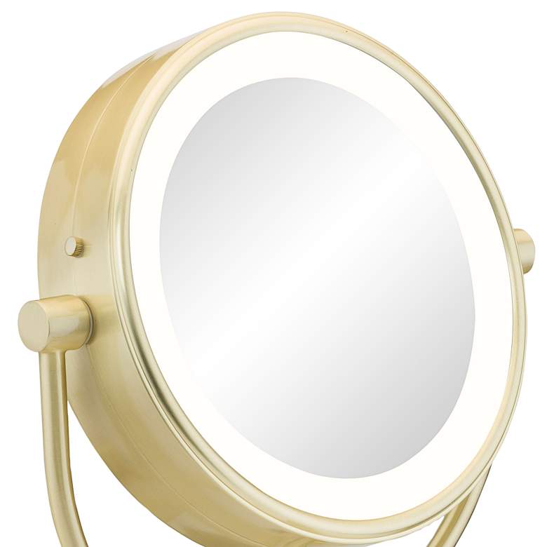 Image 2 Neo Brushed Brass LED Lighted Round Makeup Wall Mirror more views