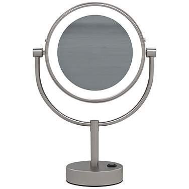 Neo Brushed Nickel LED Lighted Makeup Freestanding Mirror