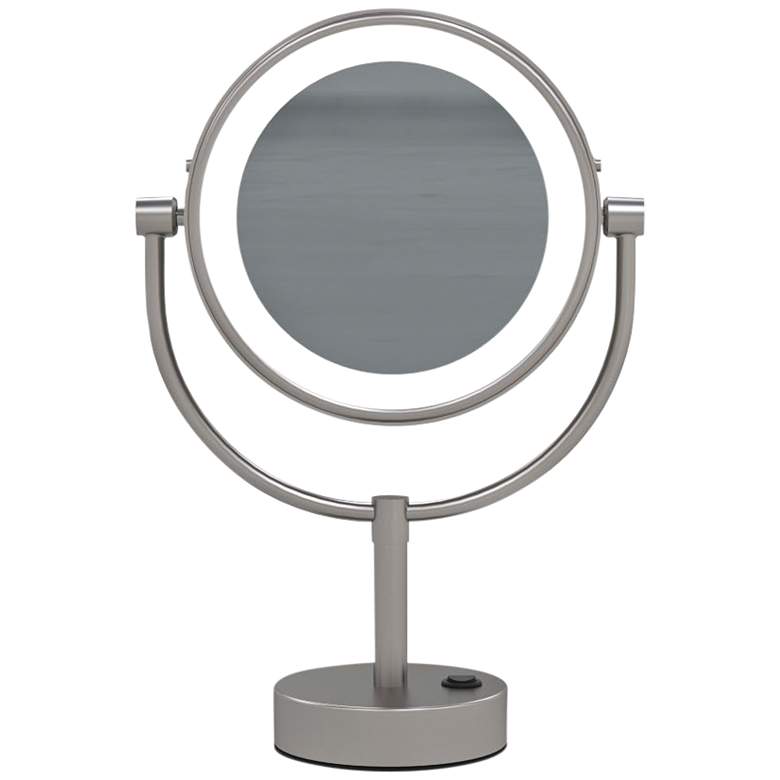 Image 1 Neo Brushed Nickel LED Lighted Makeup Freestanding Mirror
