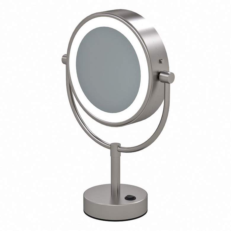 Image 3 Neo Brushed Nickel LED Lighted Makeup Freestanding Mirror more views