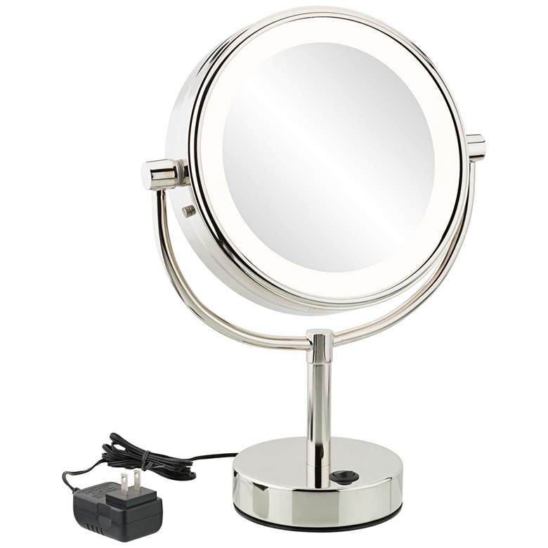 Image 1 Neo Chrome 5X Magnified LED Lighted Stand Makeup Mirror