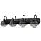 Neo-Industrial 16 1/2" Wide Matte Black 4-Light Bath Light
