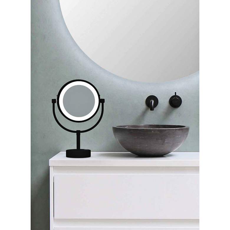 Image 5 Neo Matte Black LED Lighted Makeup Freestanding Mirror more views