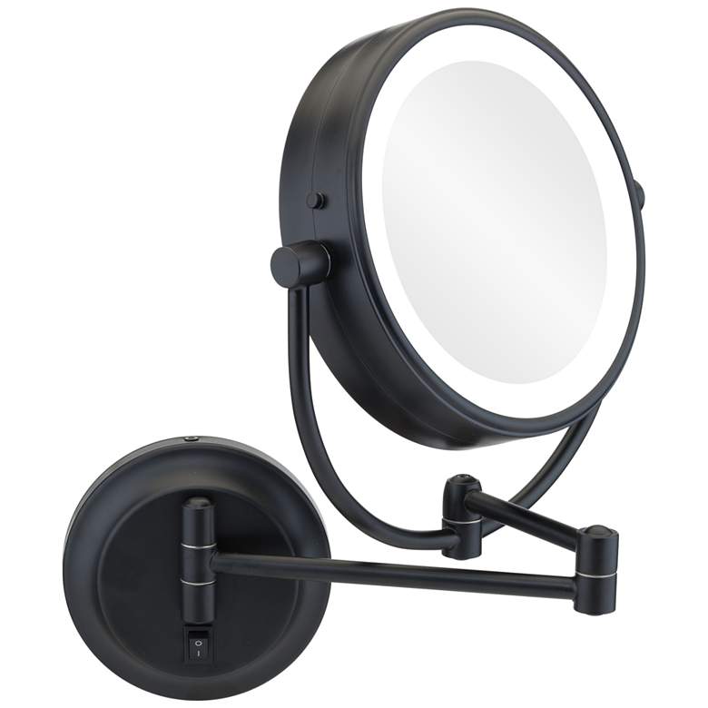 Image 1 Neo Matte Black LED Lighted Round Makeup Wall Mirror