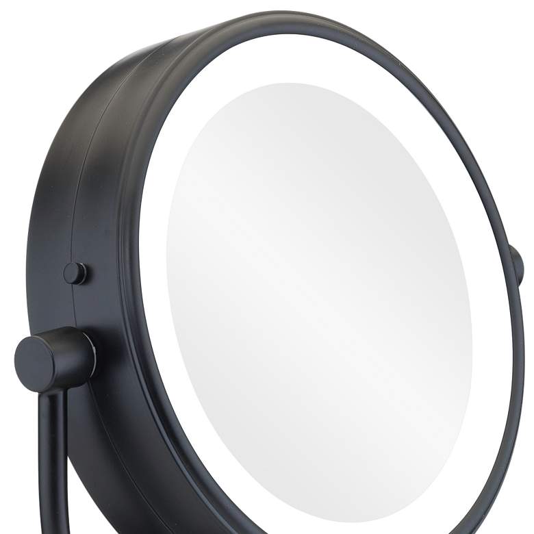 Image 2 Neo Matte Black LED Lighted Round Makeup Wall Mirror more views