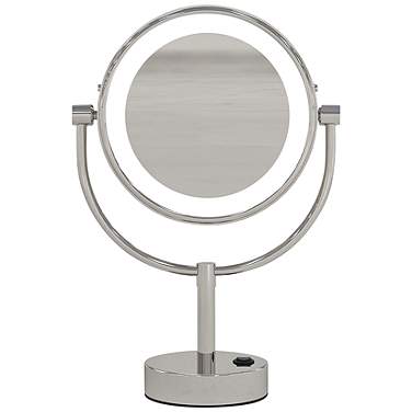 Neo Polished Nickel LED Lighted Makeup Freestanding Mirror