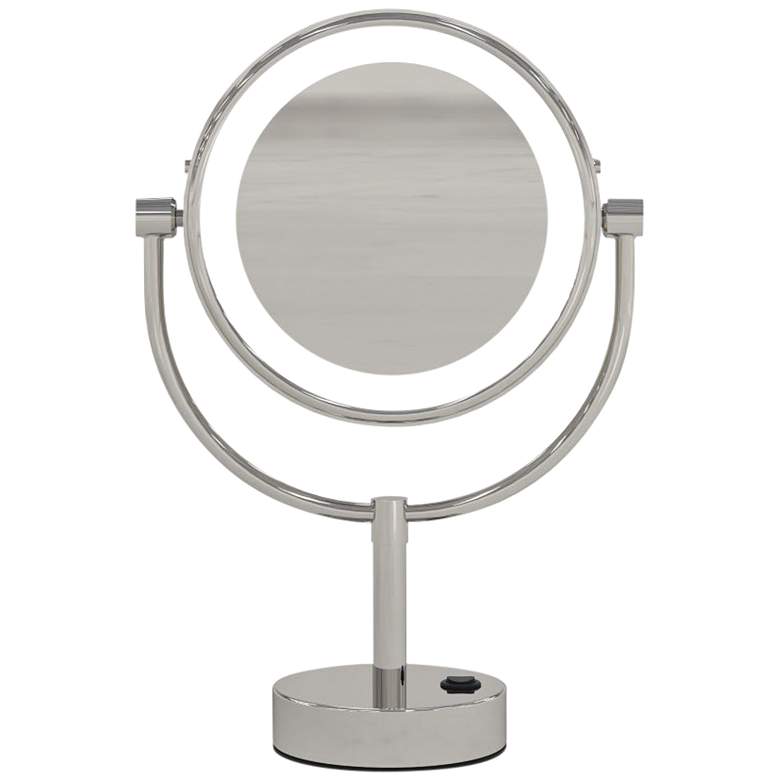 Image 1 Neo Polished Nickel LED Lighted Makeup Freestanding Mirror
