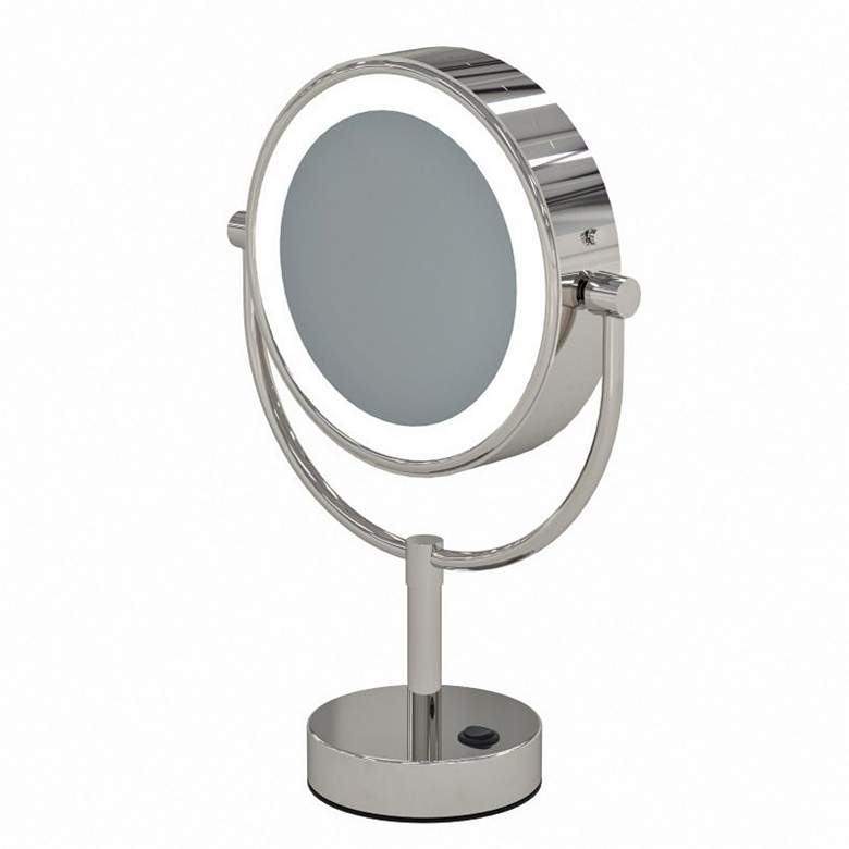 Image 3 Neo Polished Nickel LED Lighted Makeup Freestanding Mirror more views