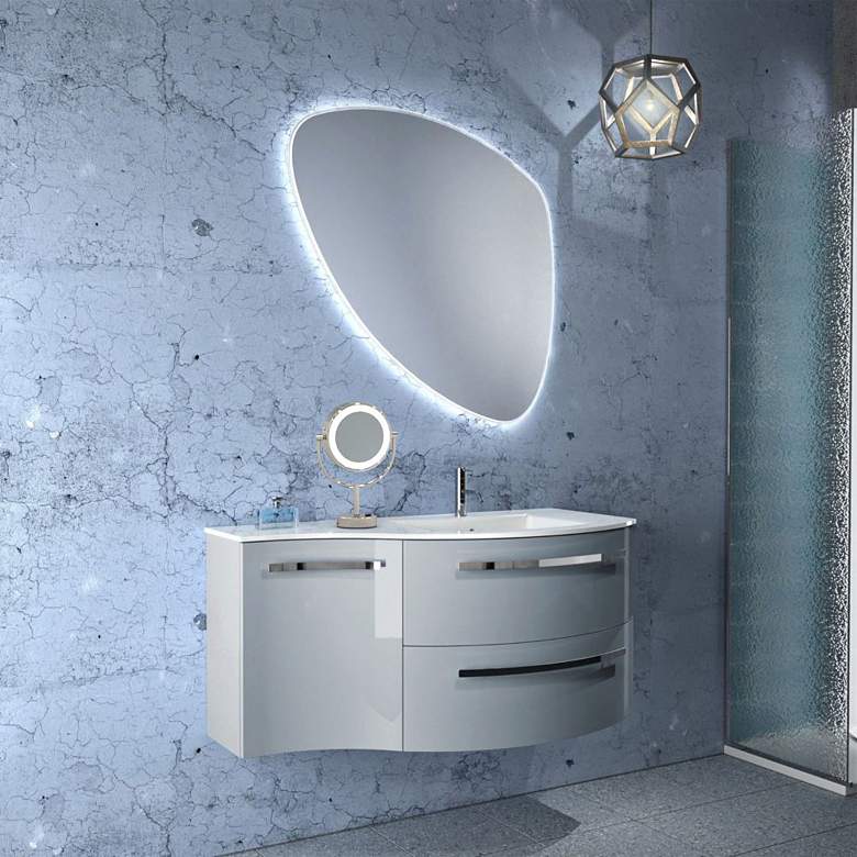 Image 4 Neo Polished Nickel LED Lighted Makeup Freestanding Mirror more views