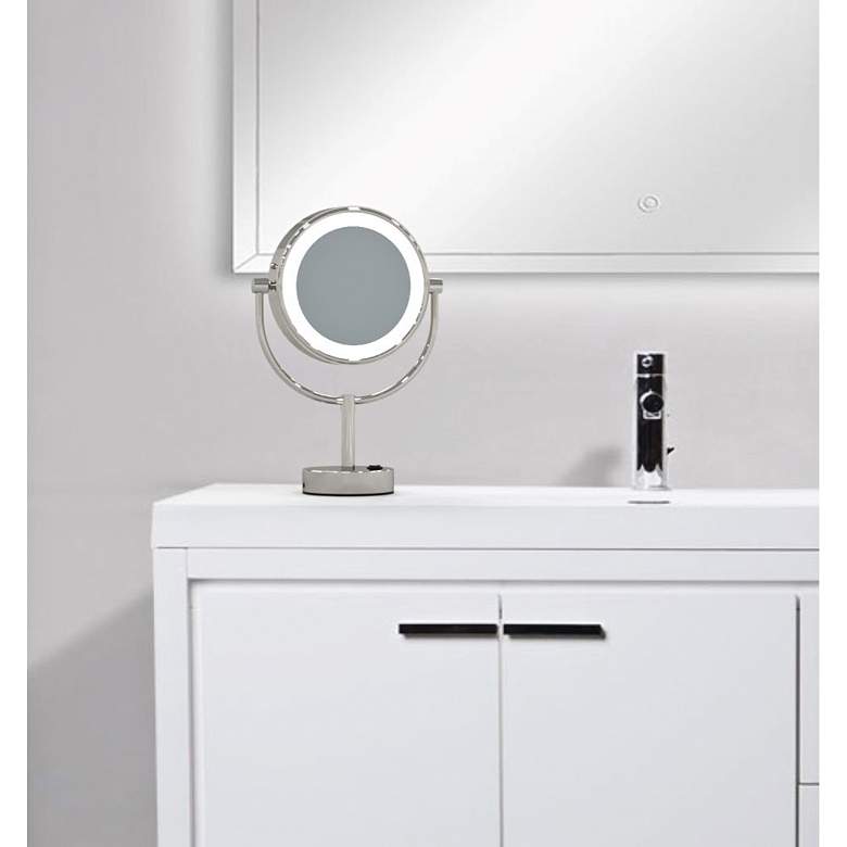 Image 6 Neo Polished Nickel LED Lighted Makeup Freestanding Mirror more views