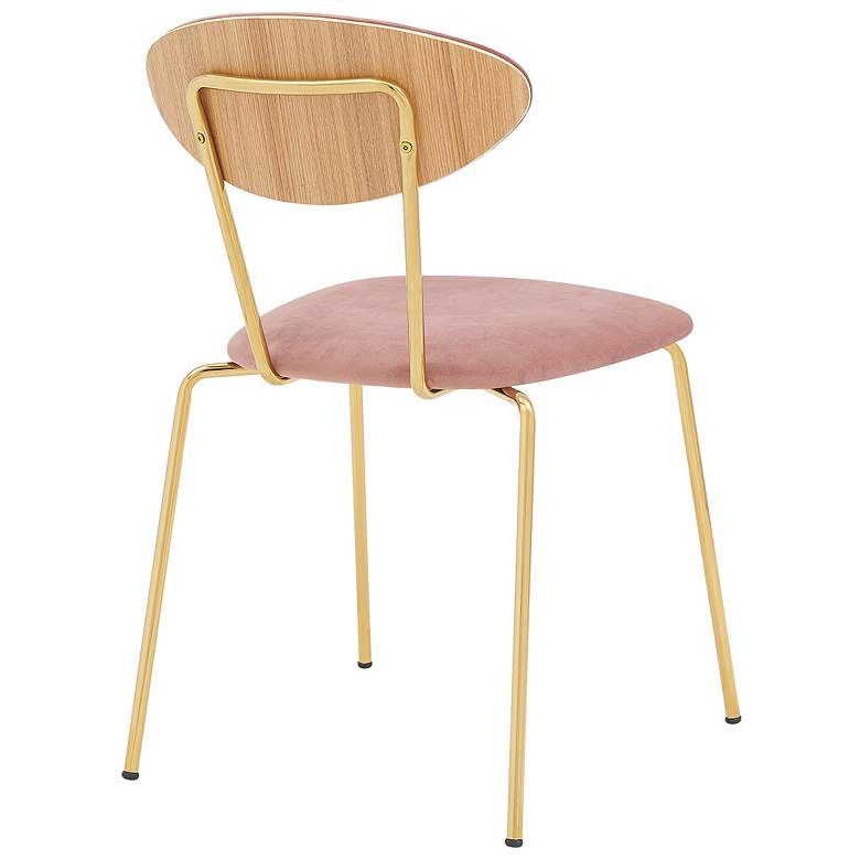 Image 2 Neo Set of 2 Modern Dining Chairs in Pink Velvet, and Gold Metal Legs more views