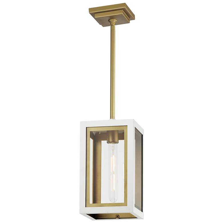 Image 1 Neoclass 12 1/2" High White and Gold Outdoor Hanging Light
