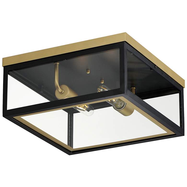 Image 2 Neoclass 13"W Black and Gold 2-Light Outdoor Ceiling Light