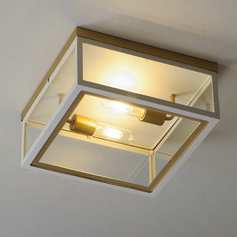 Image 1 Neoclass 2-Light Outdoor Flush Mount - White/Gold