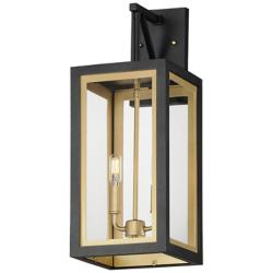 Neoclass 21" High Black and Gold 2-Light Outdoor Wall Light