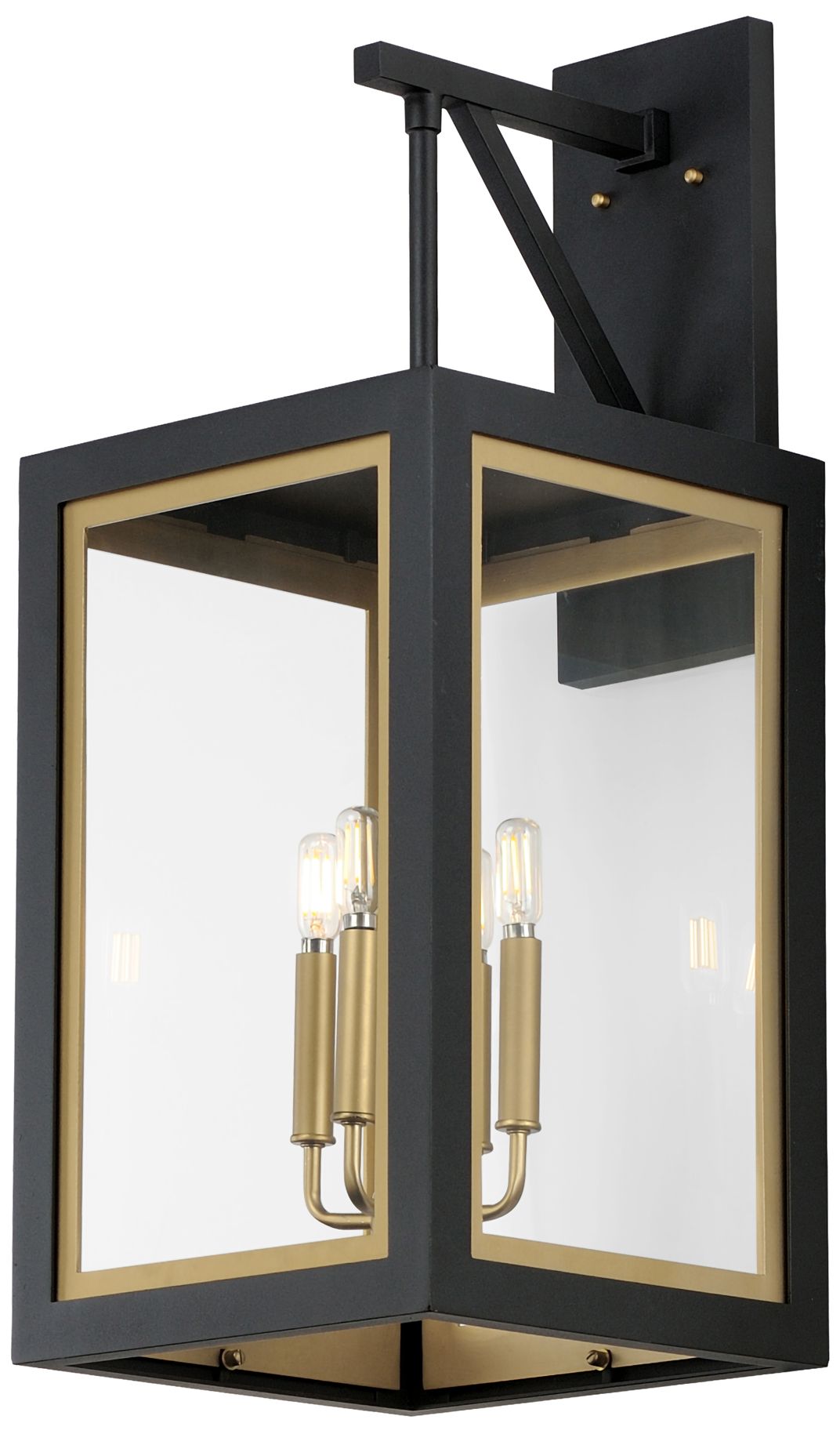Neoclass 29 3/4"H Black and Gold 4-Light Outdoor Wall Light